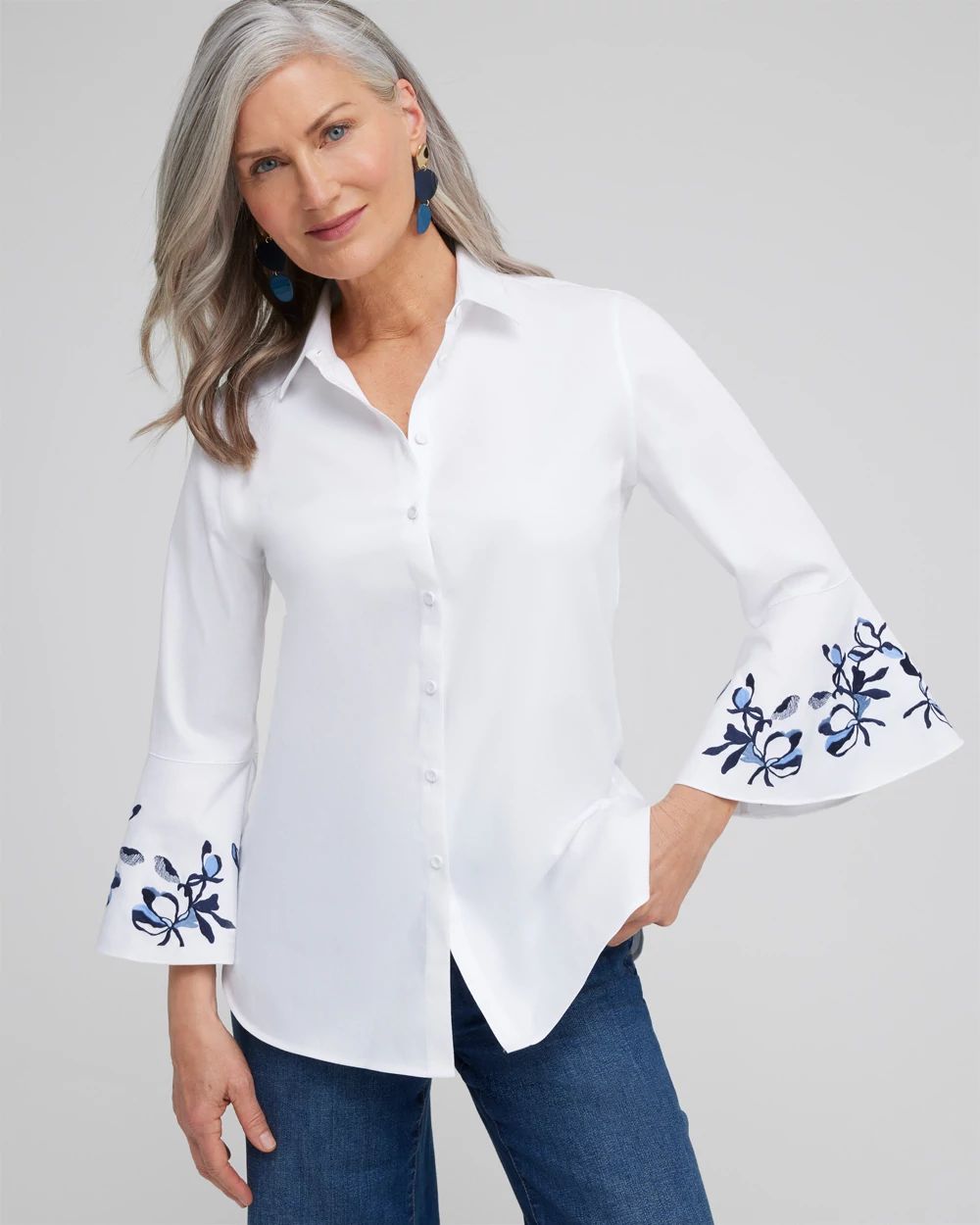 No Iron™ Stretch Flare Cuff Tunic | Chico's